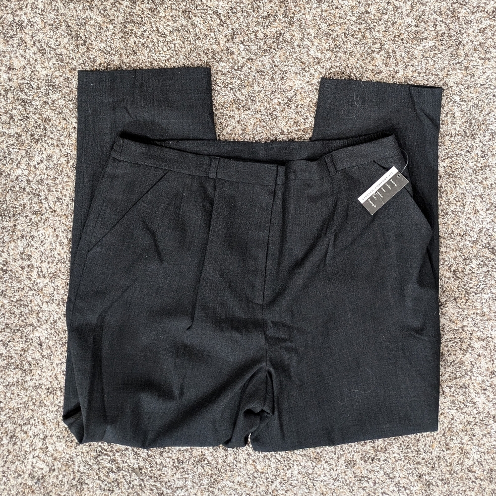 Pants/Slacks Sz.14W Woman Brown Wool Blend Stretch NEW From AUGUST MAX MSRP:$79.